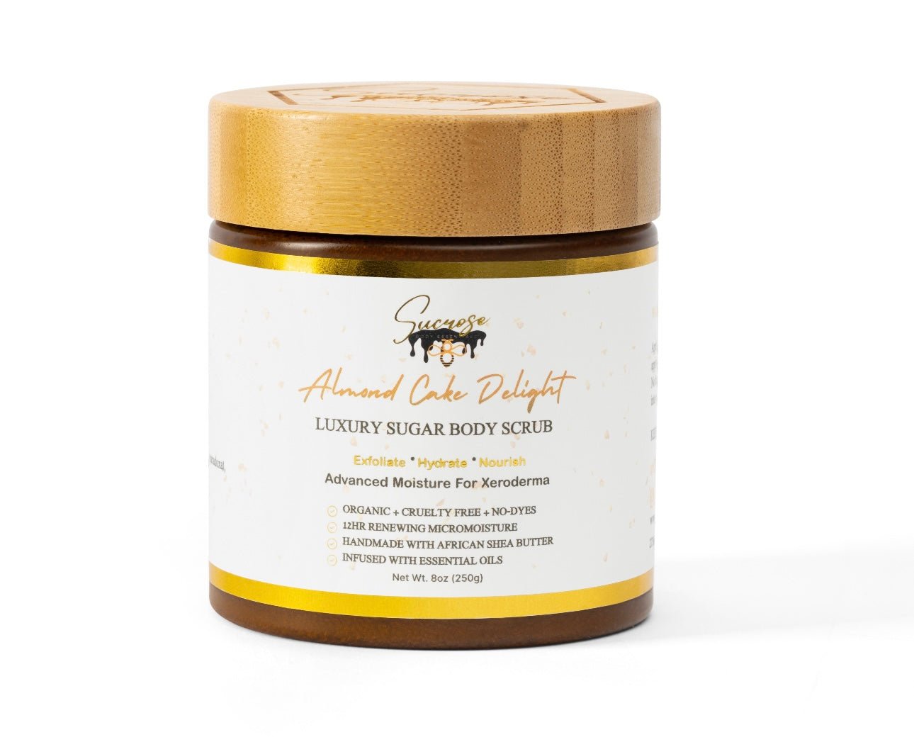 Almond Cake Delight Scrub 8oz - Sucrose Body Essentials - Softening, Brightening, and Rejuvenating Body Scrub